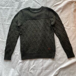 Firetrap Men's Charcoal Washable Wool-blend Crewneck Sweater